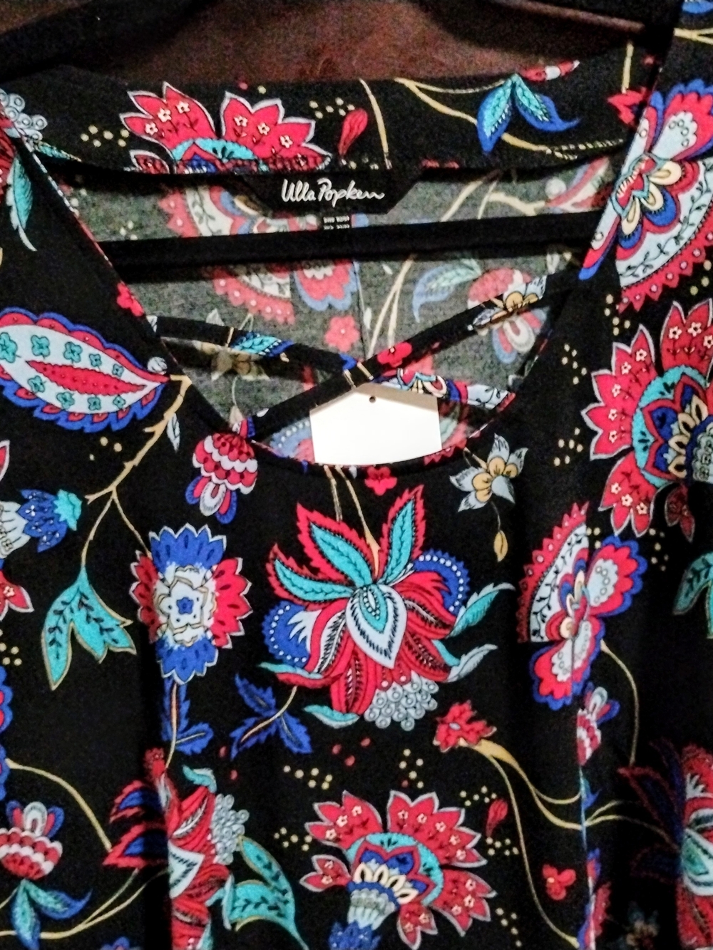 Ulla Popken Black Floral Cross-Front Blouse